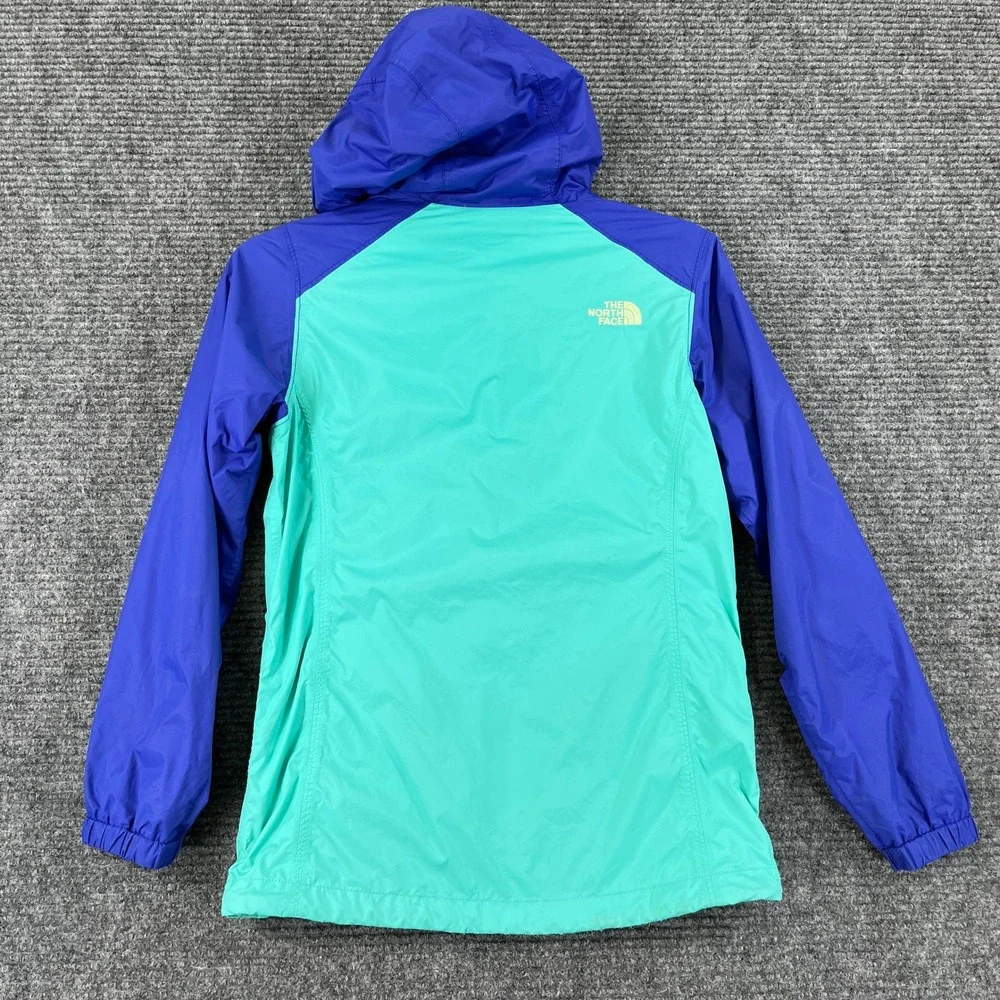 North Face Windbreaker Jacket Girls M 10/12 Teal Purple Hooded School Outdoor